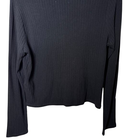 Madewell Ribbed Cardigan Crop Tee Button Down Scoop Neck True Black Large - Picture 7 of 7